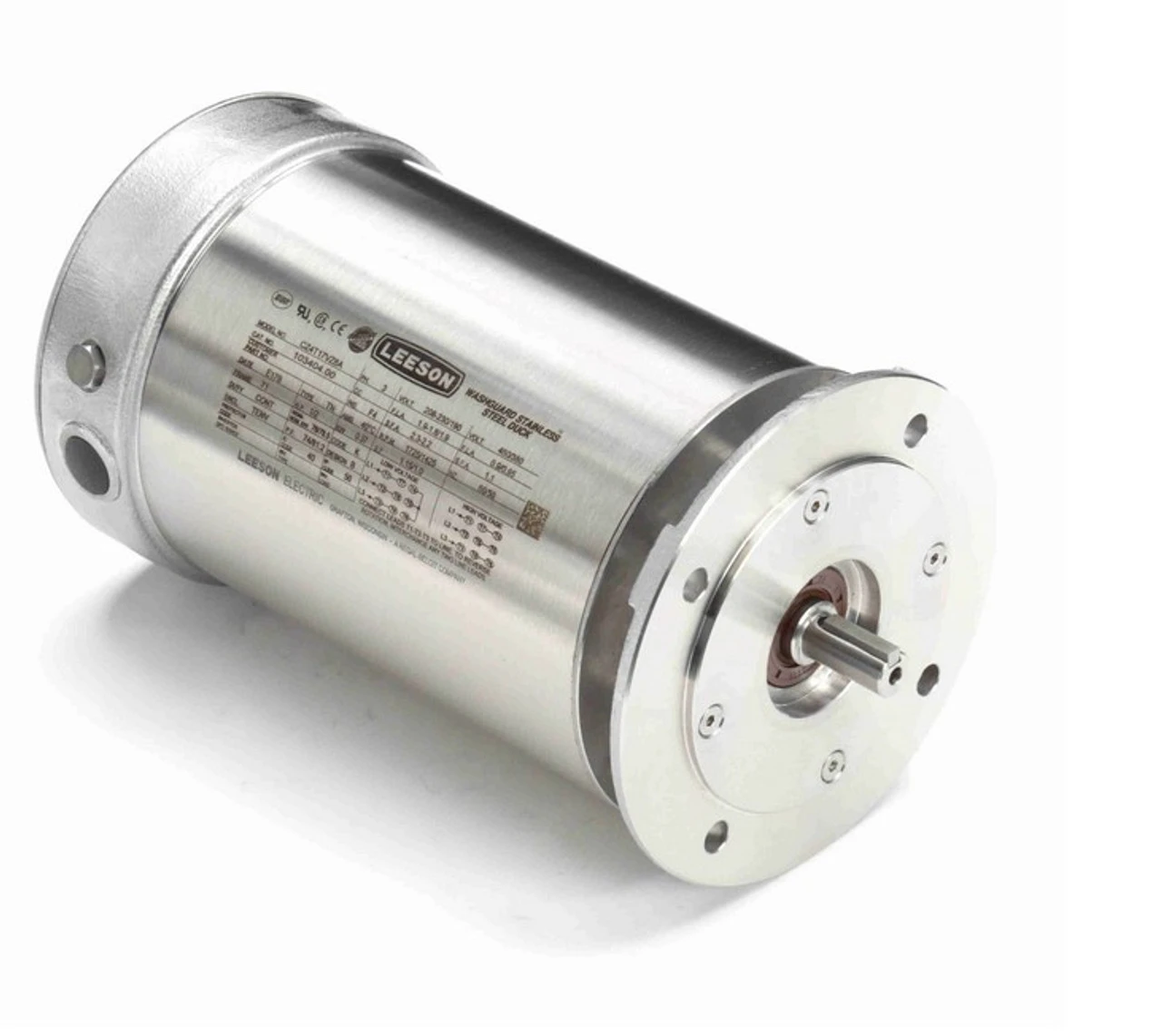 103404.00 Leeson 1/2 Hp 1800 RPM 208-230/460V IEC B5 Flange 71 Frame (No Base) TENV 3-Phase Stainless Wash-Down Motor 1 103404.00 Leeson 1/2 Hp 1800 RPM 208-230/460V IEC B5 Flange 71 Frame (No Base) TENV 3-Phase Stainless Wash-Down Motor