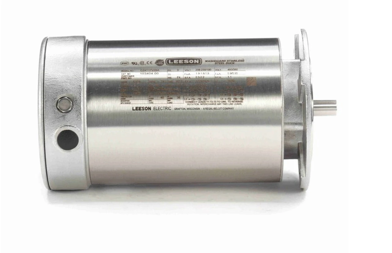 103404.00 Leeson 1/2 Hp 1800 RPM 208-230/460V IEC B5 Flange 71 Frame (No Base) TENV 3-Phase Stainless Wash-Down Motor 3 103404.00 Leeson 1/2 Hp 1800 RPM 208-230/460V IEC B5 Flange 71 Frame (No Base) TENV 3-Phase Stainless Wash-Down Motor - Image 3