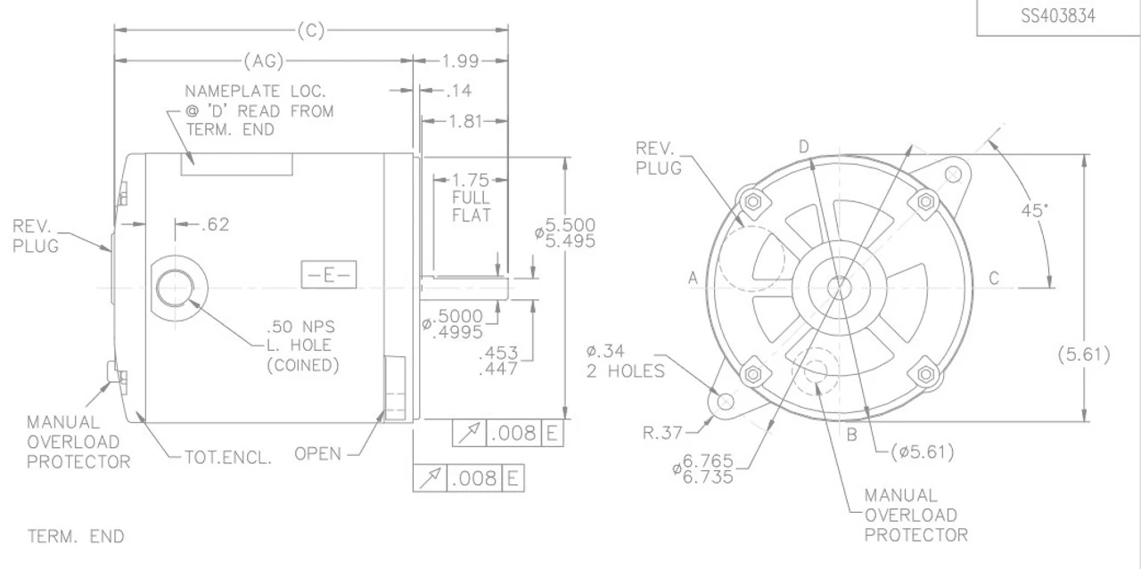 O102 Marathon 1/6 Hp (1 Speed) 115V 3450 RPM 48MZ Frame Split Phase Oil Burner Motor 3 O102 Marathon 1/6 Hp (1 Speed) 115V 3450 RPM 48MZ Frame Split Phase Oil Burner Motor - Image 3