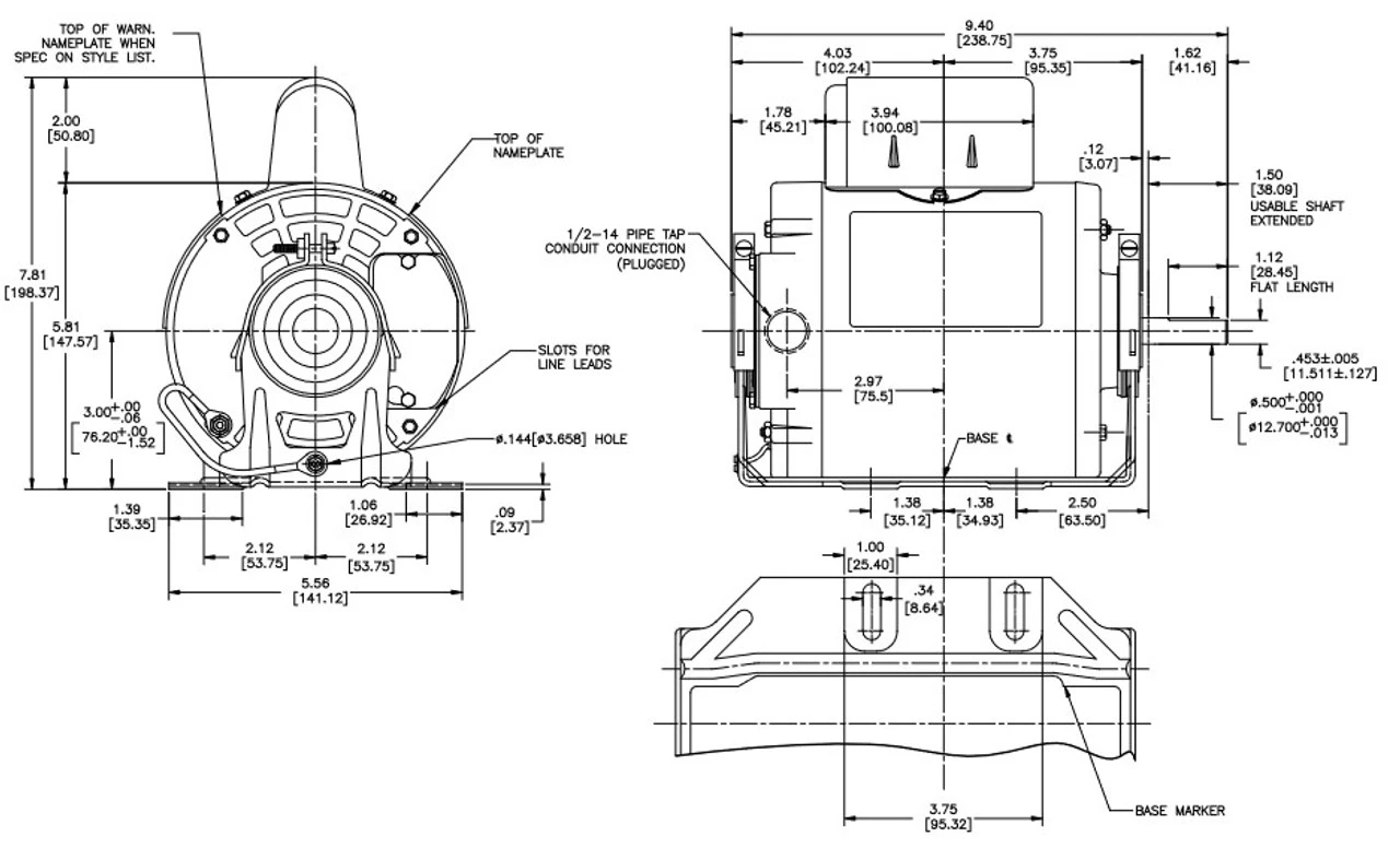 RS1030B Century 1/3 Hp (1 Speed) 115/230V 1800 RPM Open 48 Frame Cap Start Resilient Base Motor 4 RS1030B Century 1/3 Hp (1 Speed) 115/230V 1800 RPM Open 48 Frame Cap Start Resilient Base Motor - Image 4