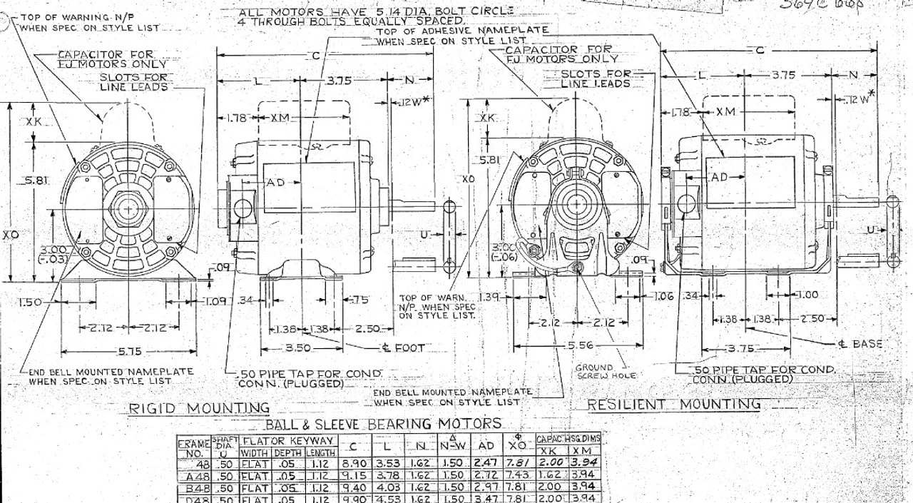 RS1035A Century 1/3 Hp (1 Speed) 115/230V 1800 RPM ODP 48 Frame Cap Start Resilient Base Motor 4 RS1035A Century 1/3 Hp (1 Speed) 115/230V 1800 RPM ODP 48 Frame Cap Start Resilient Base Motor - Image 4