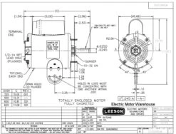 103722.00 Leeson | 1/2 Hp 1075 RPM 115V 5/8" Dia. Shaft Pedestal Fan Motor -Electric Motor Warehouse Store 103722 dim 15195.1570729012