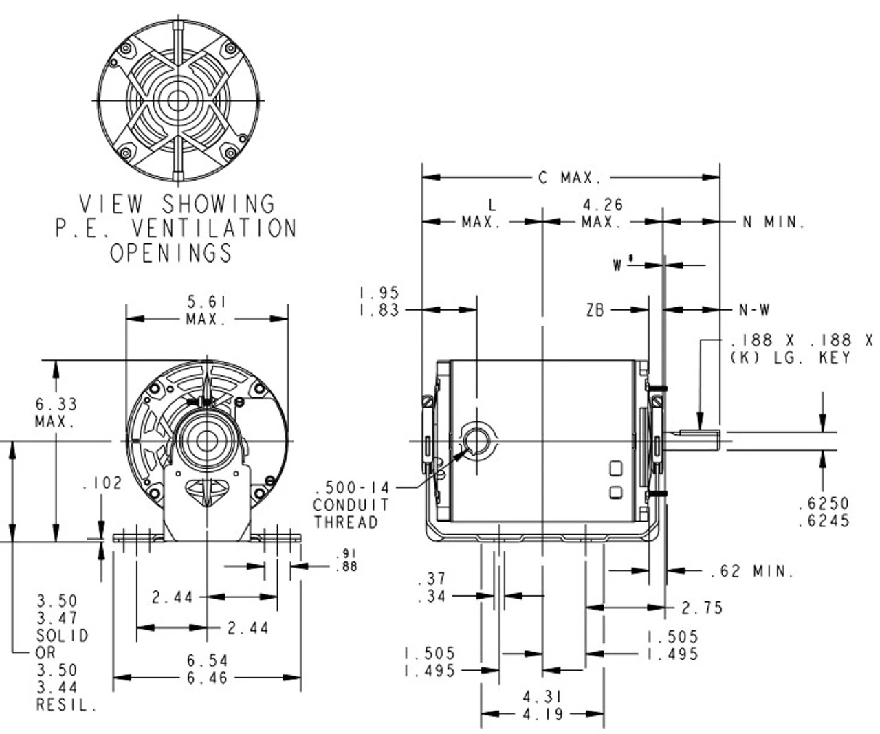 H133 Marathon 1/2 Hp (2 Speed) 230V 1800/1200 RPM ODP 56 Frame Resilient Base Blower Motor 4 H133 Marathon 1/2 Hp (2 Speed) 230V 1800/1200 RPM ODP 56 Frame Resilient Base Blower Motor - Image 4