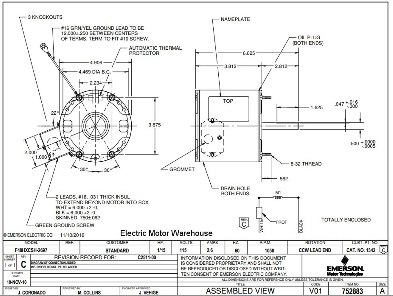 1342 Nidec | 1/15 Hp 1050 RPM 1-Speed 115V; 5.0" Blower Motor 2 1342 Nidec | 1/15 Hp 1050 RPM 1-Speed 115V; 5.0" Blower Motor - Image 2