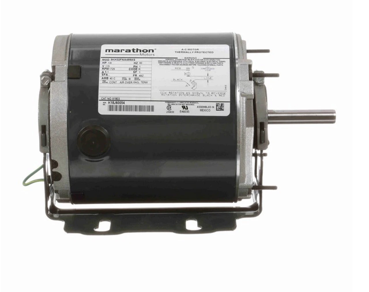 X1903 Marathon 1/4 Hp 1800 RPM 115V TENV 48Z Frame Split-Phase Farm Motor 3 X1903 Marathon 1/4 Hp 1800 RPM 115V TENV 48Z Frame Split-Phase Farm Motor - Image 3