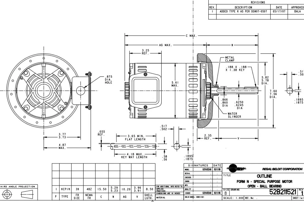 P198 Marathon 1 1/2 Hp 575V 1075 RPM OPAO 48Z Frame Canopy Condenser Fan Motor 2 P198 Marathon 1 1/2 Hp 575V 1075 RPM OPAO 48Z Frame Canopy Condenser Fan Motor - Image 2