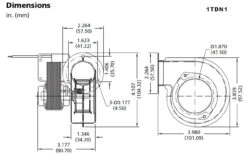 Dayton 1TDN1 Blower 12 CFM 3394 RPM 115V 60hz (4C759) -Electric Motor Warehouse Store 1TDN1 dim 07055.1435077607