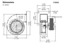 Dayton 1TDN3 Blower 29 CFM 3233 RPM 115V 60hz (4C760) 5 Dayton 1TDN3 Blower 29 CFM 3233 RPM 115V 60hz (4C760) -Electric Motor Warehouse Store 1TDN3 dim 75765.1435077609