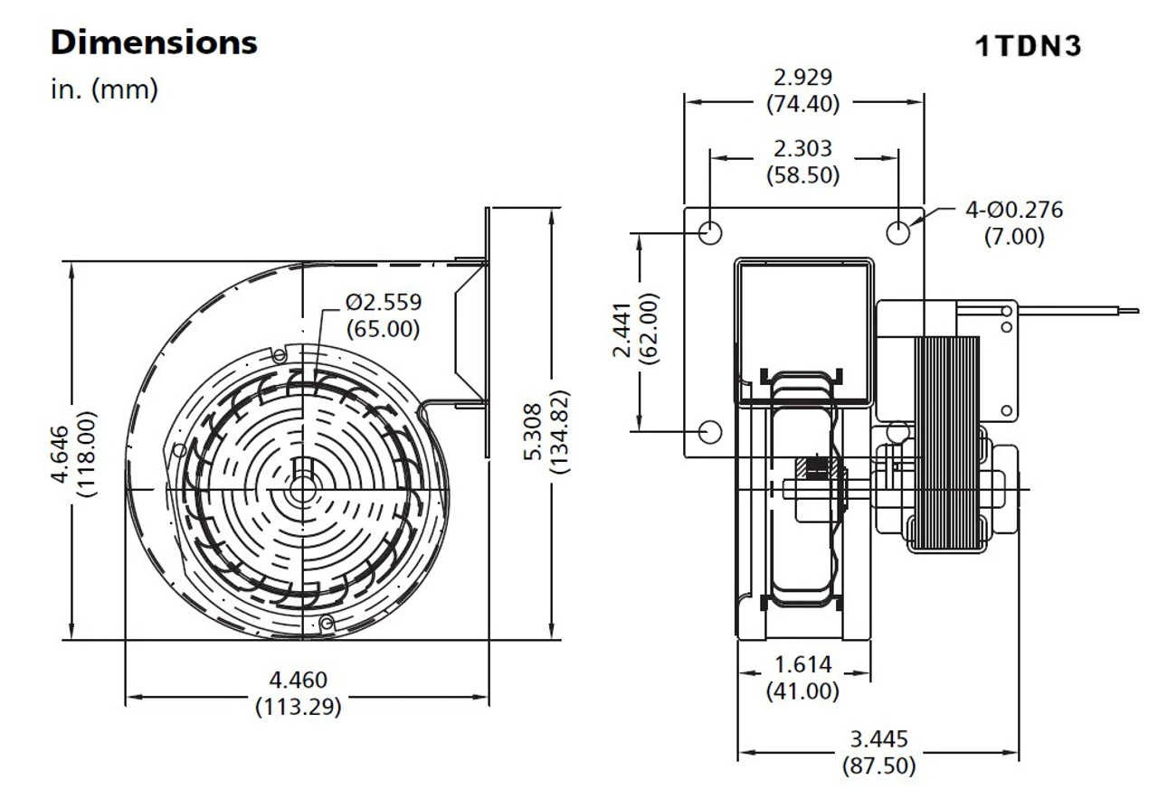 Dayton 1TDN3 Blower 29 CFM 3233 RPM 115V 60hz (4C760) 3 Dayton 1TDN3 Blower 29 CFM 3233 RPM 115V 60hz (4C760) - Image 3