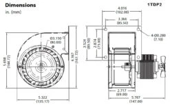 Dayton 1TDP2 Blower 104 CFM 2836 RPM 115V 60hz (4C763) -Electric Motor Warehouse Store 1TDP2 dim 50417.1435077614