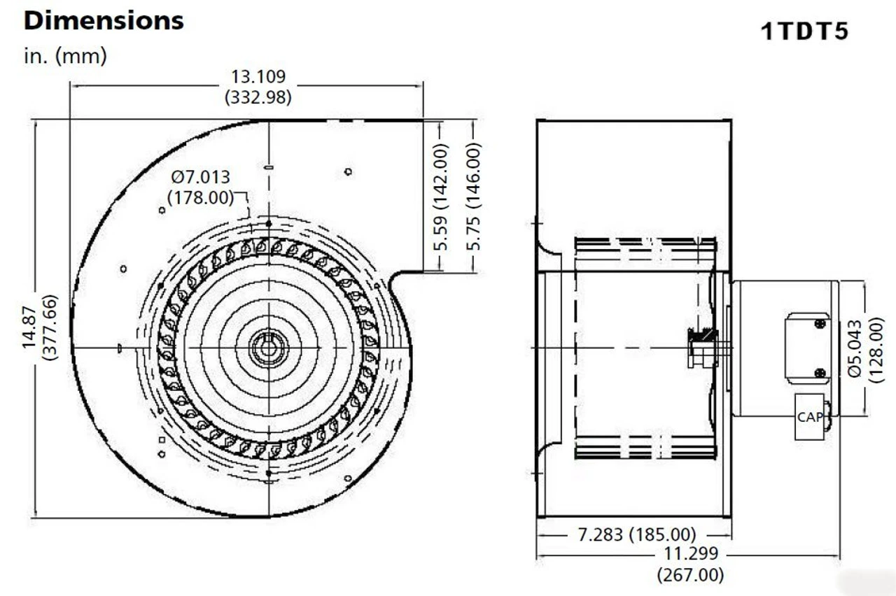 Dayton 1TDT5 Blower 975 CFM 1020 RPM 115V 60hz. (4C054) 2 Dayton 1TDT5 Blower 975 CFM 1020 RPM 115V 60hz. (4C054) - Image 2
