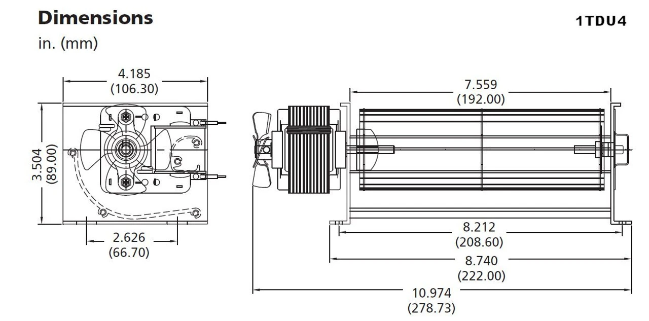 Dayton 1TDU4 Transflow Blower 105 CFM, 115V (4C744, 1TDU4A) 2 Dayton 1TDU4 Transflow Blower 105 CFM, 115V (4C744, 1TDU4A) - Image 2