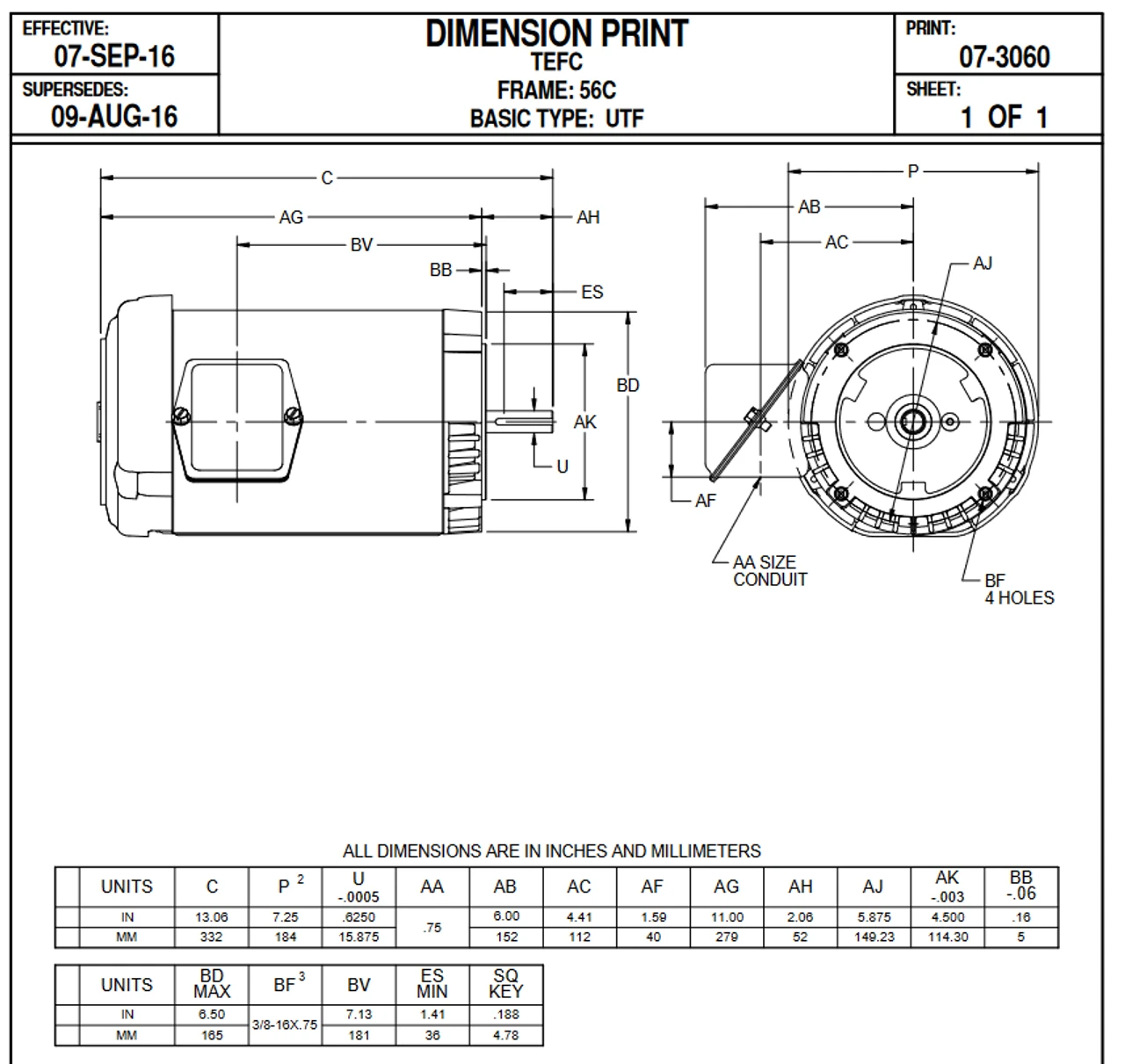 U1P2DFCR Nidec 1 Hp 1800 RPM 56C Frame (No Base) 208-230/460V TEFC 3-Phase Electric Motor 2 U1P2DFCR Nidec 1 Hp 1800 RPM 56C Frame (No Base) 208-230/460V TEFC 3-Phase Electric Motor - Image 2
