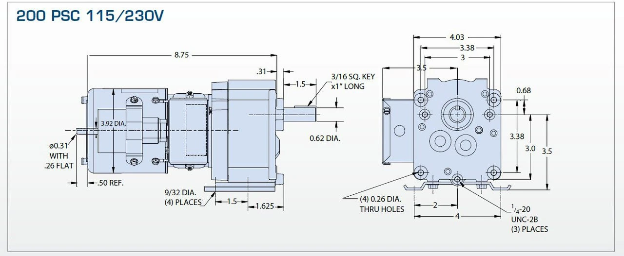 Bison 016-200-8100 Gear Motor 1/15 Hp 15 RPM 115/230V 60 HZ. 2 Bison 016-200-8100 Gear Motor 1/15 Hp 15 RPM 115/230V 60 HZ. - Image 2