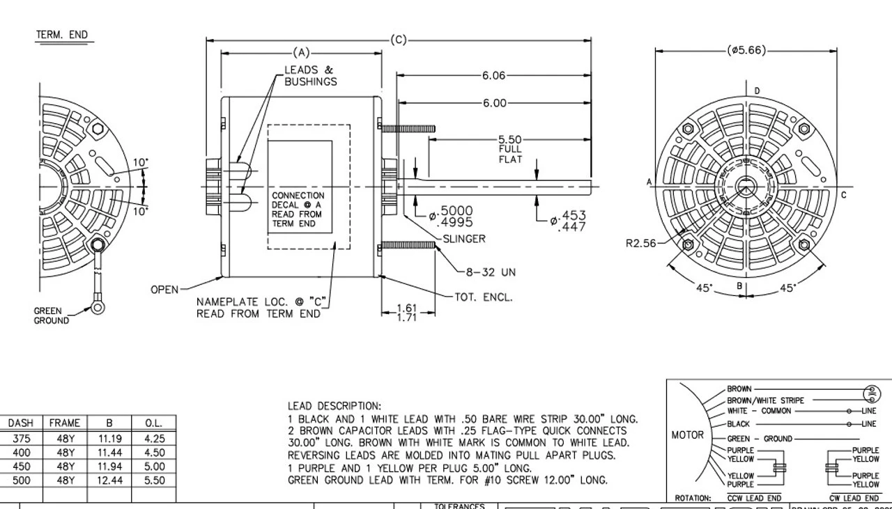 X213 Marathon 1/4 Hp 208-230V 1075 RPM OPAO 48Z Frame Condenser Fan Motor 3 X213 Marathon 1/4 Hp 208-230V 1075 RPM OPAO 48Z Frame Condenser Fan Motor - Image 3
