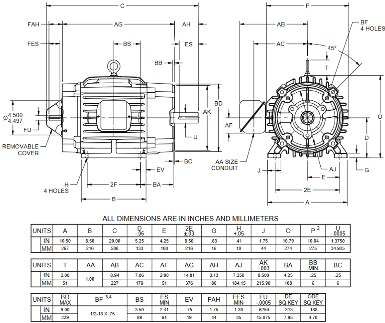 HN7T2BC Nidec 7 1/2 Hp 1800 RPM 213TC (Rigid Base) 230/460V TENV Vector-Duty 3-Phase Motor 2 HN7T2BC Nidec 7 1/2 Hp 1800 RPM 213TC (Rigid Base) 230/460V TENV Vector-Duty 3-Phase Motor - Image 2