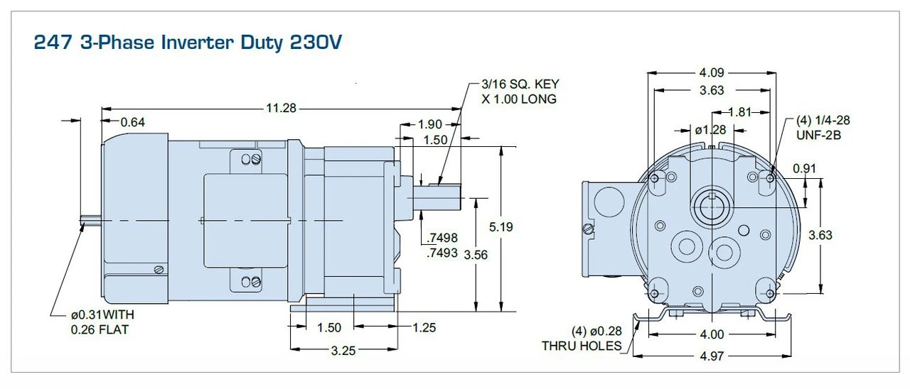 Bison 017-247-0005 Inverter Duty Gear Motor 1/4 Hp 350 RPM 230V 2 Bison 017-247-0005 Inverter Duty Gear Motor 1/4 Hp 350 RPM 230V - Image 2