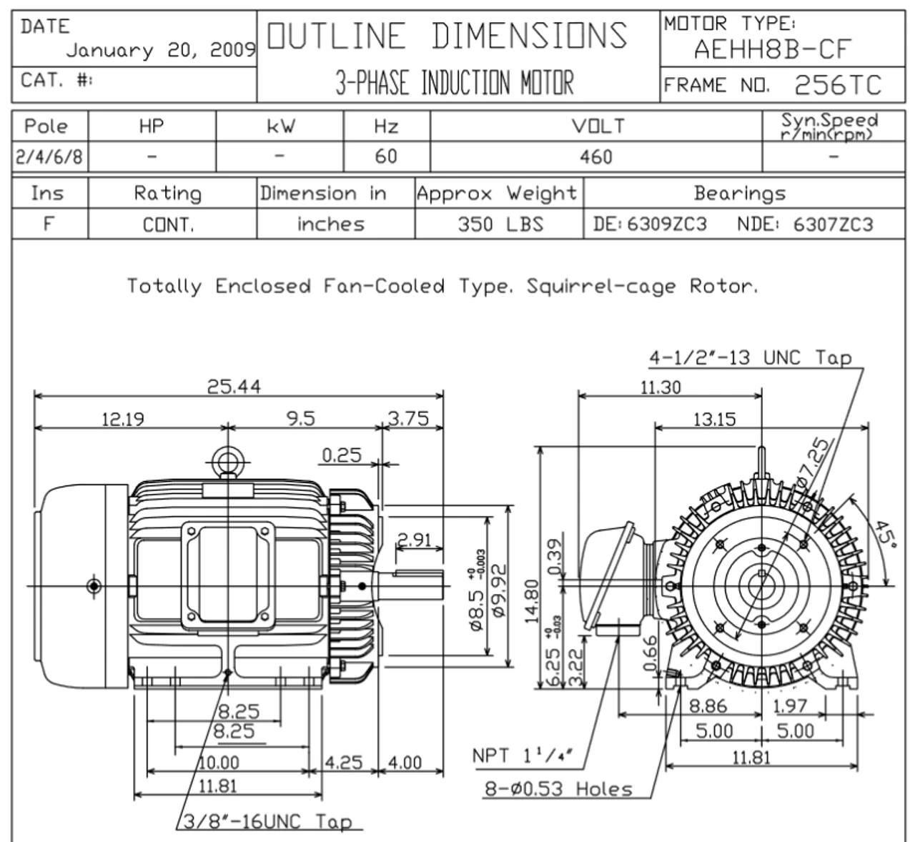 HB0204C TECO-Westinghouse 20 Hp 1800 RPM 256TC 460V TEFC Severe Duty Petro-Chem 3-Ph Motor 2 HB0204C TECO-Westinghouse 20 Hp 1800 RPM 256TC 460V TEFC Severe Duty Petro-Chem 3-Ph Motor - Image 2