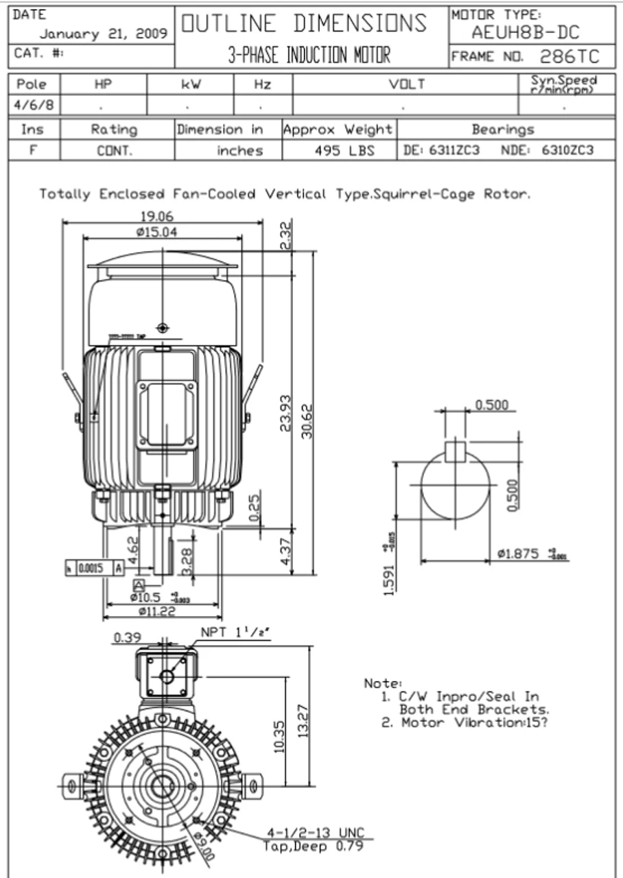 HBV0304C TECO-Westinghouse 30 Hp 1800 RPM 286TC Vertical 460V TEFC Severe Duty Petro-Chem 3-Ph Motor 2 HBV0304C TECO-Westinghouse 30 Hp 1800 RPM 286TC Vertical 460V TEFC Severe Duty Petro-Chem 3-Ph Motor - Image 2