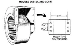 Dayton 2C646 DC Blower 176 CFM 1875 RPM 12V DC -Electric Motor Warehouse Store 2C646 dim 99946.1537281457