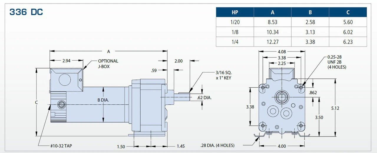 Bison 011-336-2015 Gear Motor 1/8 Hp 121 RPM 90/130VDC 2 Bison 011-336-2015 Gear Motor 1/8 Hp 121 RPM 90/130VDC - Image 2