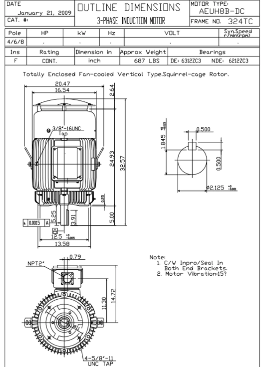 HBV0404C TECO-Westinghouse 40 Hp 1800 RPM 324TC Vertical 460V TEFC Severe Duty Petro-Chem 3-Ph Motor 2 HBV0404C TECO-Westinghouse 40 Hp 1800 RPM 324TC Vertical 460V TEFC Severe Duty Petro-Chem 3-Ph Motor - Image 2