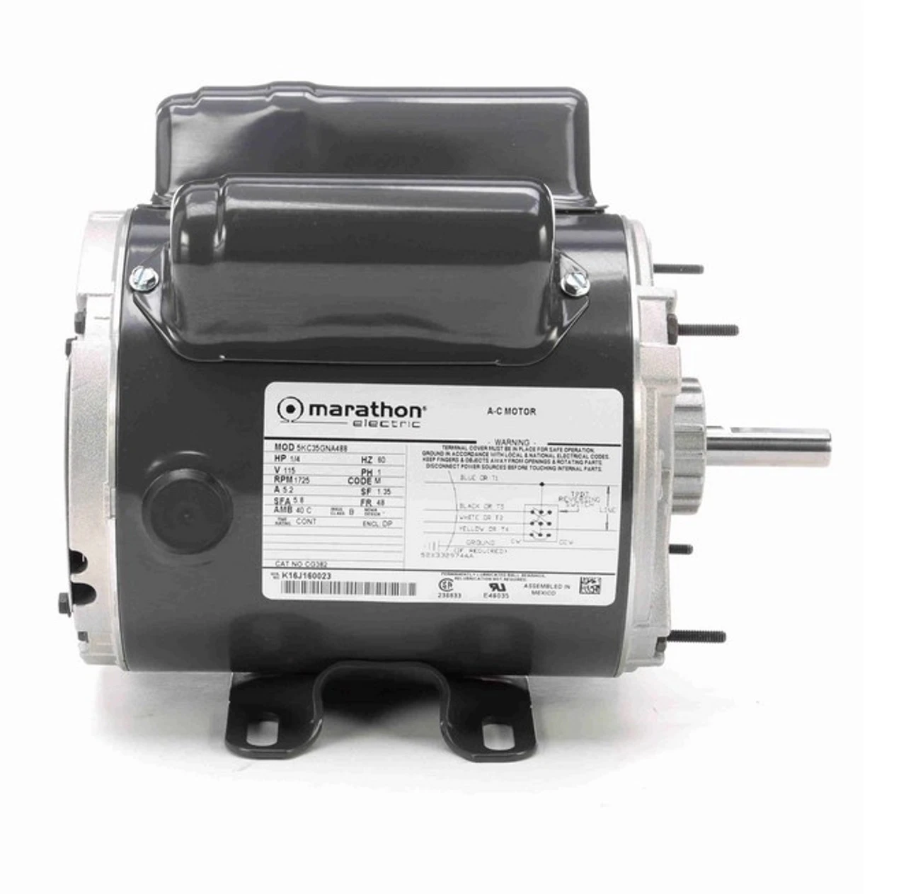 CG382 Marathon 1/4 Hp 115V 1800 RPM ODP 48 Frame Instant Reversiing Motor 3 CG382 Marathon 1/4 Hp 115V 1800 RPM ODP 48 Frame Instant Reversiing Motor - Image 3