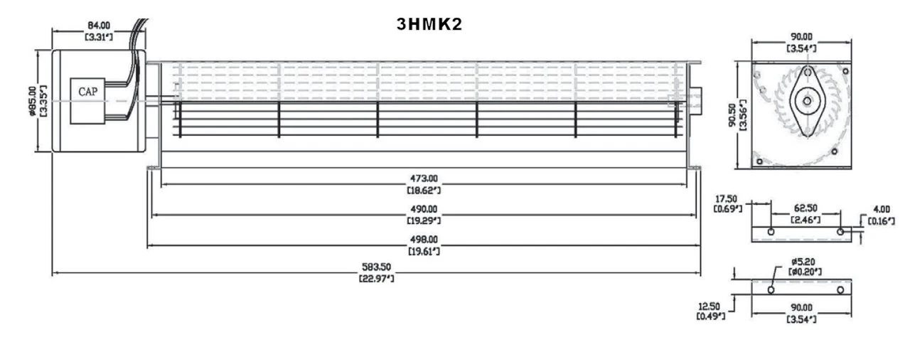 Dayton 3HMK2 Transflow Blower 373 CFM, 115 Volts 2 Dayton 3HMK2 Transflow Blower 373 CFM, 115 Volts - Image 2