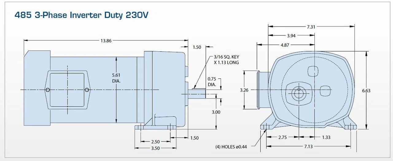 Bison 017-485-0006 Inverter Duty Gear Motor 1/2 Hp 291 RPM 230V 2 Bison 017-485-0006 Inverter Duty Gear Motor 1/2 Hp 291 RPM 230V - Image 2