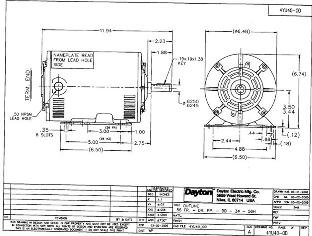 Model 4YU40 Century 2 Hp Belt Drive Blower 3 Phase Motor 1725 RPM 208-230/460V Dayton 4YU40 3 Model 4YU40 Century 2 Hp Belt Drive Blower 3 Phase Motor 1725 RPM 208-230/460V Dayton 4YU40 - Image 3