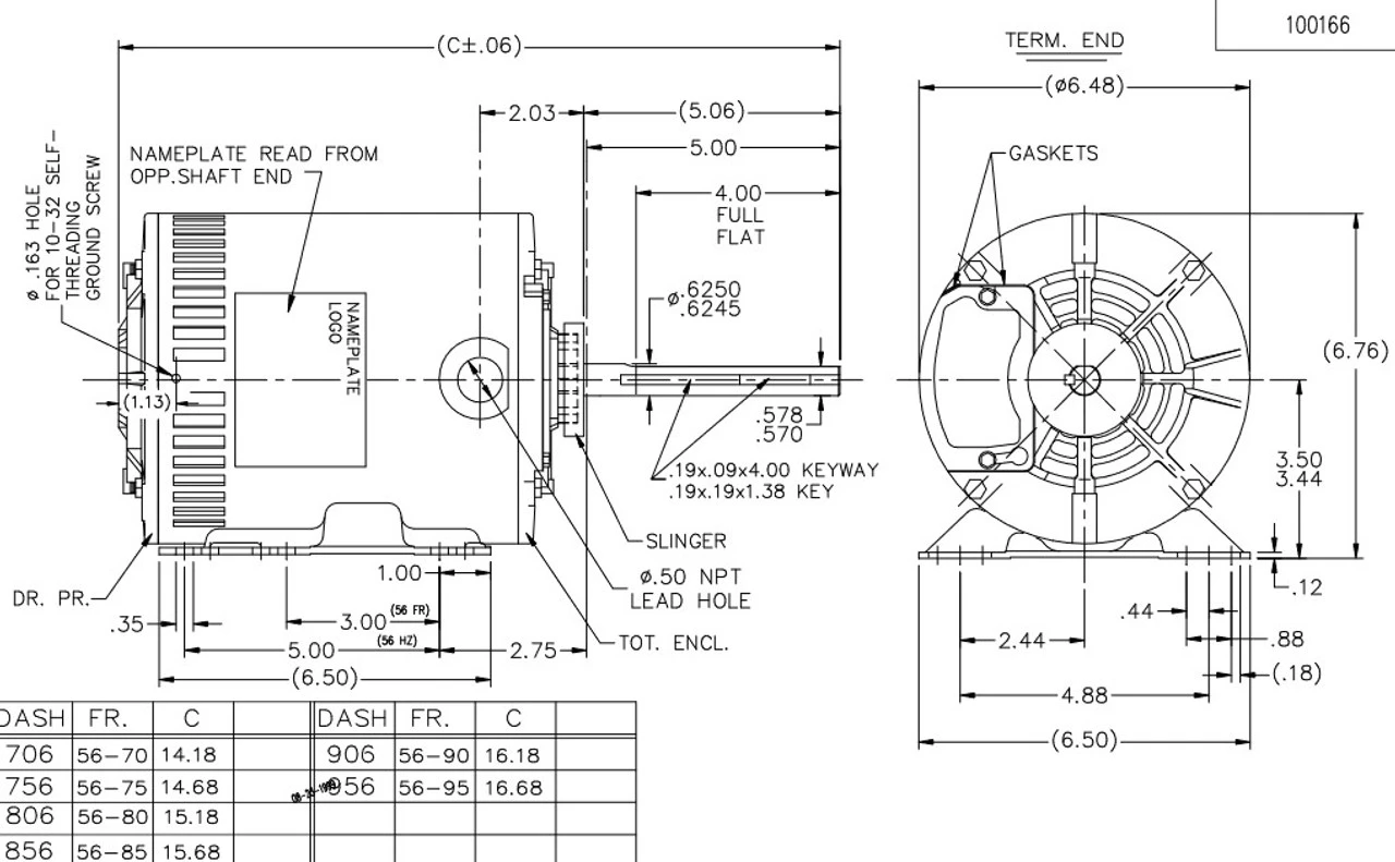 X525 Marathon 2 Hp 3-phase 208-230/460V 1075 RPM OPAO 56HZ Frame Condenser Fan Motor 4 X525 Marathon 2 Hp 3-phase 208-230/460V 1075 RPM OPAO 56HZ Frame Condenser Fan Motor - Image 4
