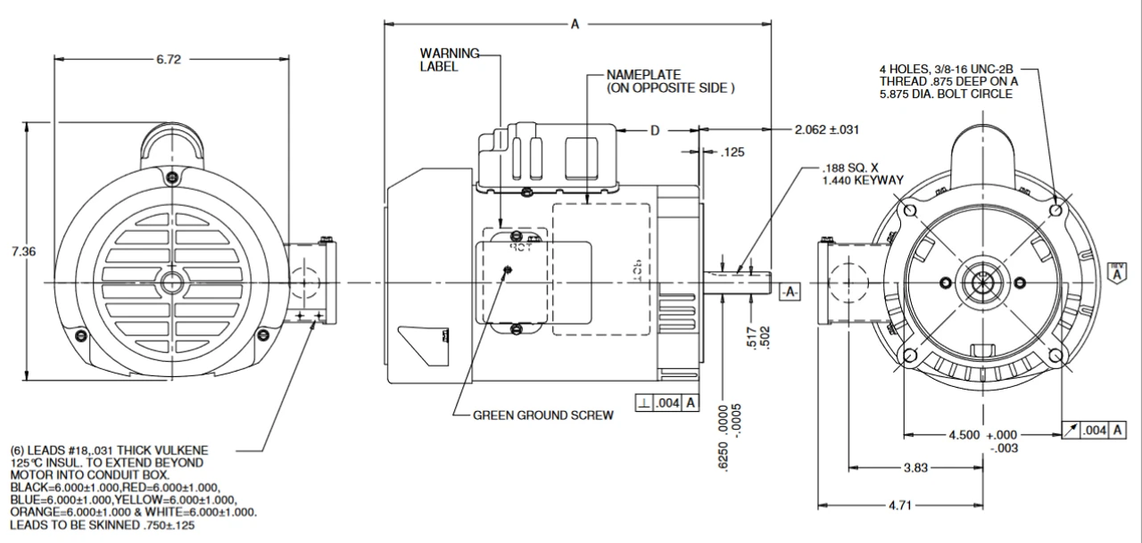 T12C3JCR Nidec 1/2 Hp 1200 RPM 56C (No Base) 115/208-230V TEFC 1-Phase Motor 2 T12C3JCR Nidec 1/2 Hp 1200 RPM 56C (No Base) 115/208-230V TEFC 1-Phase Motor - Image 2