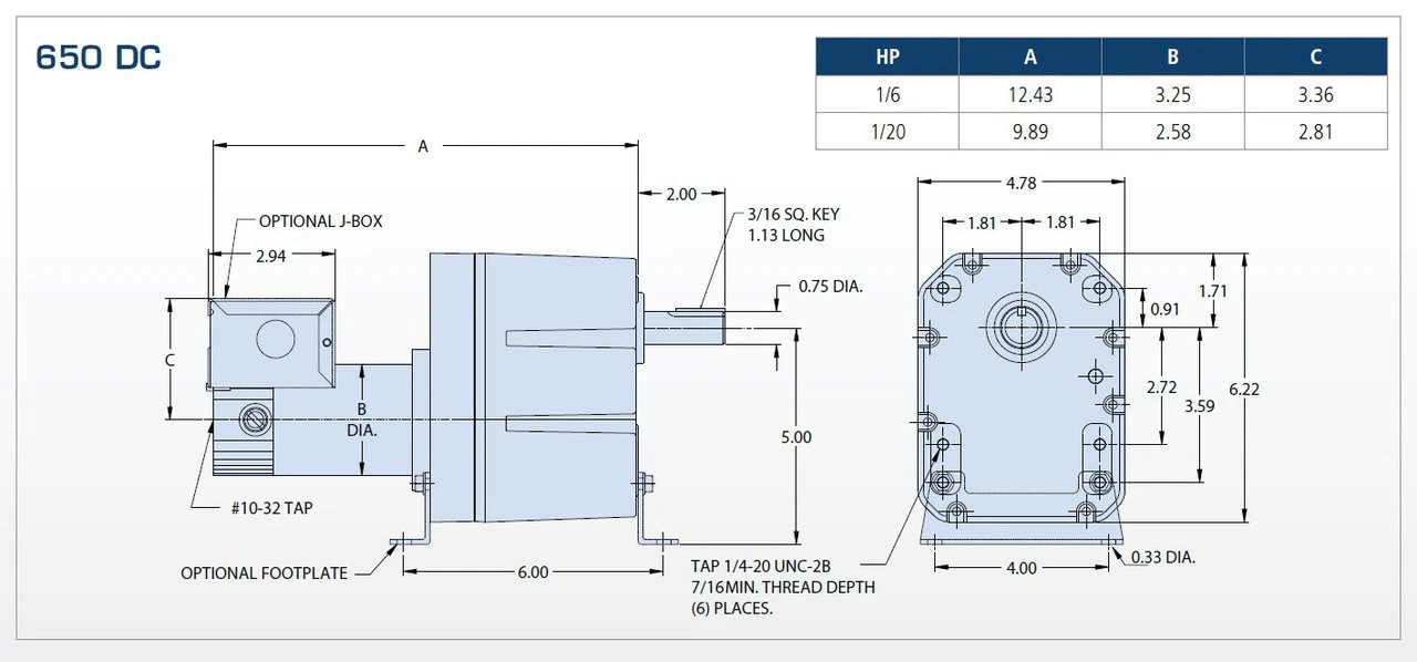 Bison 011-656-0276 Gear Motor 1/6 Hp 6.5 RPM 90VDC 2 Bison 011-656-0276 Gear Motor 1/6 Hp 6.5 RPM 90VDC - Image 2