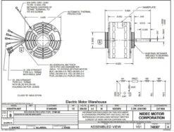 8064 Nidec | 1/2 Hp 825 RPM 3-Speed 208-230V; 5.6" Blower Motor -Electric Motor Warehouse Store 8064 23704.1568391555