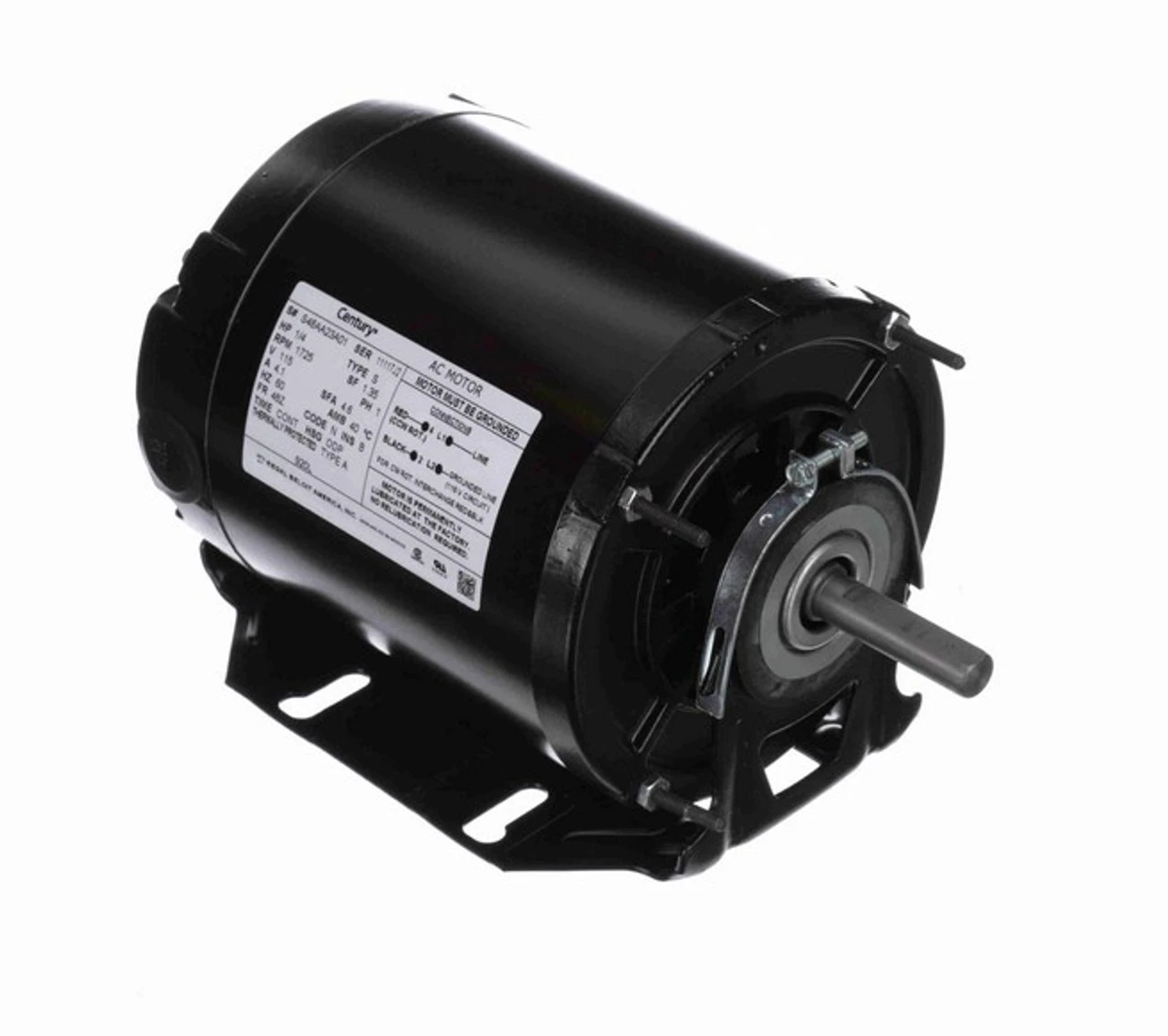 920L Century 1/4 Hp (1 Speed) 115V 1800 RPM ODP 48Z Frame Resilient Base Blower Motor 1 920L Century 1/4 Hp (1 Speed) 115V 1800 RPM ODP 48Z Frame Resilient Base Blower Motor