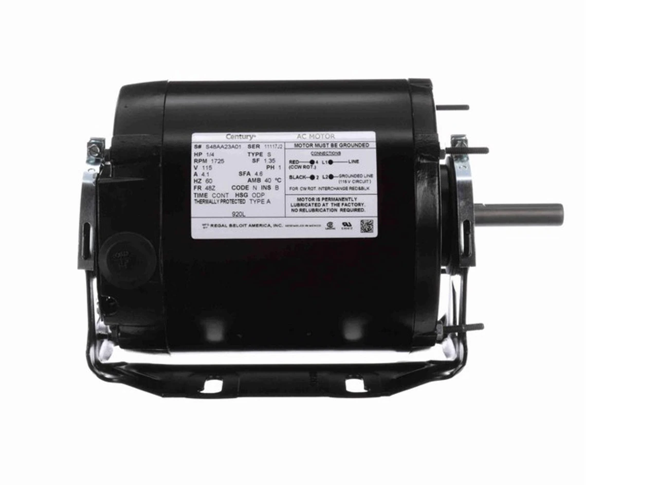 920L Century 1/4 Hp (1 Speed) 115V 1800 RPM ODP 48Z Frame Resilient Base Blower Motor 3 920L Century 1/4 Hp (1 Speed) 115V 1800 RPM ODP 48Z Frame Resilient Base Blower Motor - Image 3