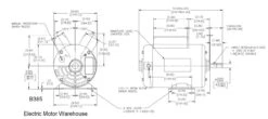 B385 Century 5 HP SPL 3450 RPM P56 Frame 230V Air Compressor Motor - Century # B385 -Electric Motor Warehouse Store B385 dim 62789.1555090742