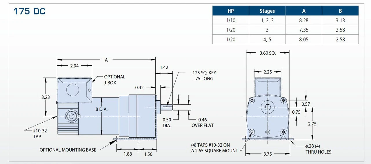 Bison 011-175-0010 Gear Motor 1/10 Hp 185 RPM 90/130VDC 2 Bison 011-175-0010 Gear Motor 1/10 Hp 185 RPM 90/130VDC - Image 2