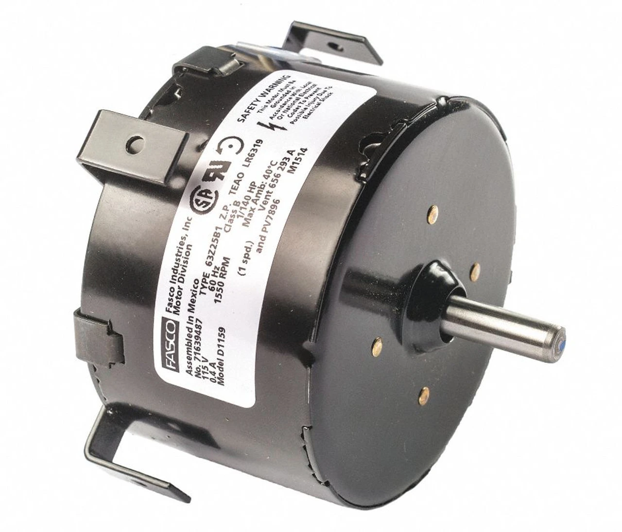 Fasco D1159 Motor | 1/130 Hp 1500 RPM CCW 3.3" Diameter 115 Volts Fasco Electric 1 Fasco D1159 Motor | 1/130 Hp 1500 RPM CCW 3.3" Diameter 115 Volts Fasco Electric