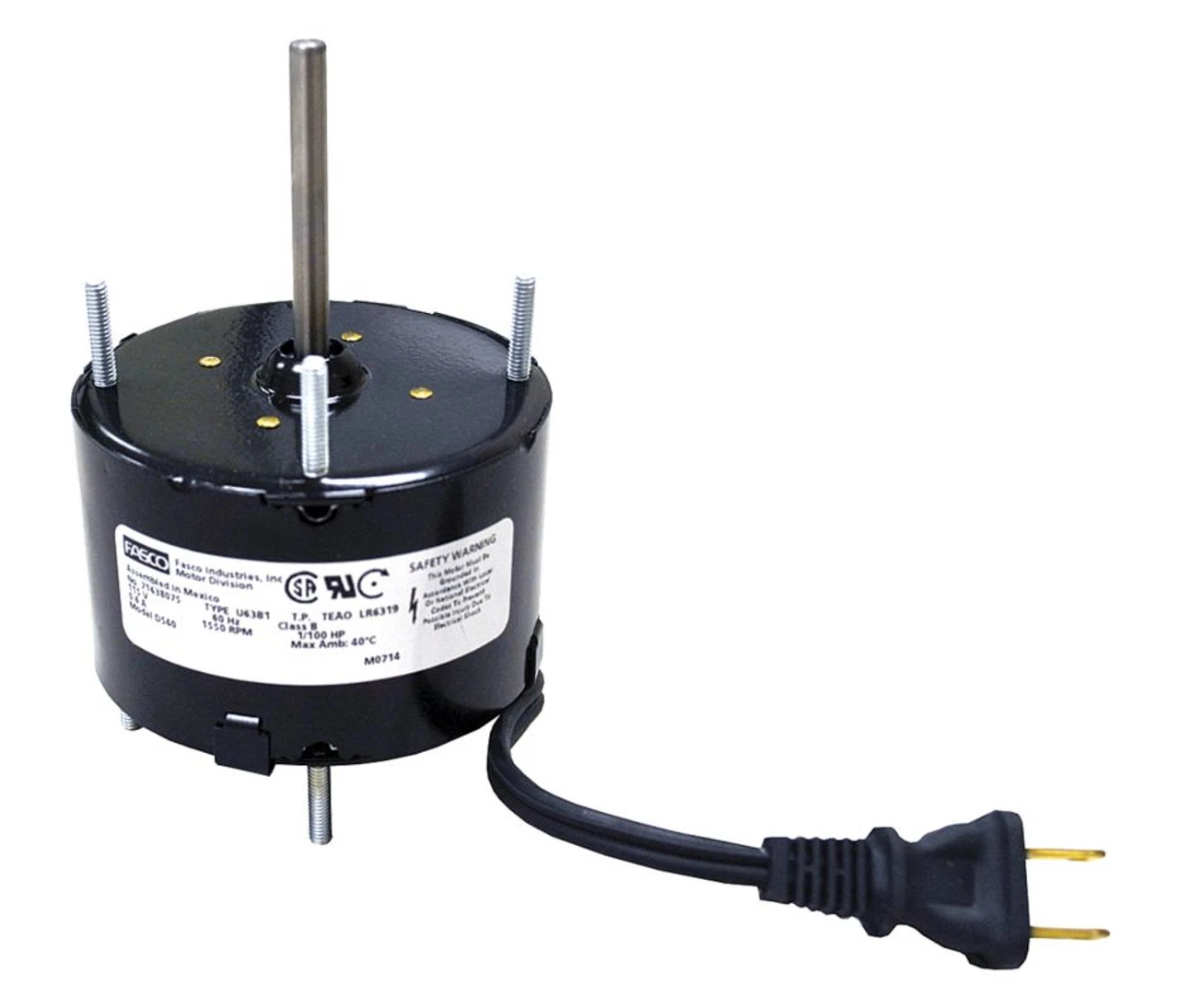 Fasco D540 Motor | 1/100 Hp 1500 RPM CW 3.3" Diameter 115 Volts (Nutone) 1 Fasco D540 Motor | 1/100 Hp 1500 RPM CW 3.3" Diameter 115 Volts (Nutone)
