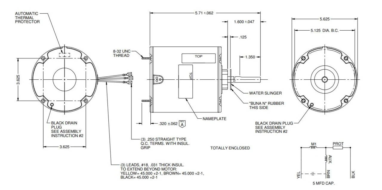 3401 Nidec | Carrier Condenser Motor K055SWF7924013B 1/12 Hp, 1100 RPM, 208-230V By US Motors 2 3401 Nidec | Carrier Condenser Motor K055SWF7924013B 1/12 Hp, 1100 RPM, 208-230V By US Motors - Image 2