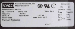 Fasco D114 Motor | 1/12 Hp 1550 RPM CW 4.4" Diameter 115/230 Volts -Electric Motor Warehouse Store d114c 48915.1658515347