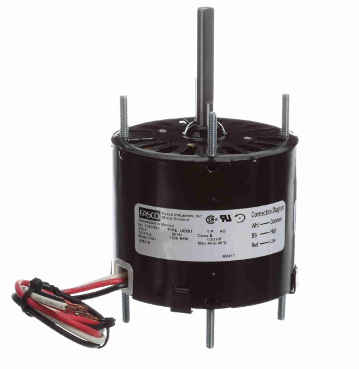 Fasco D181 Motor | 1/30 Hp 1500 RPM 2-Speed CCW 3.3" Diameter 115 Volts 1 Fasco D181 Motor | 1/30 Hp 1500 RPM 2-Speed CCW 3.3" Diameter 115 Volts