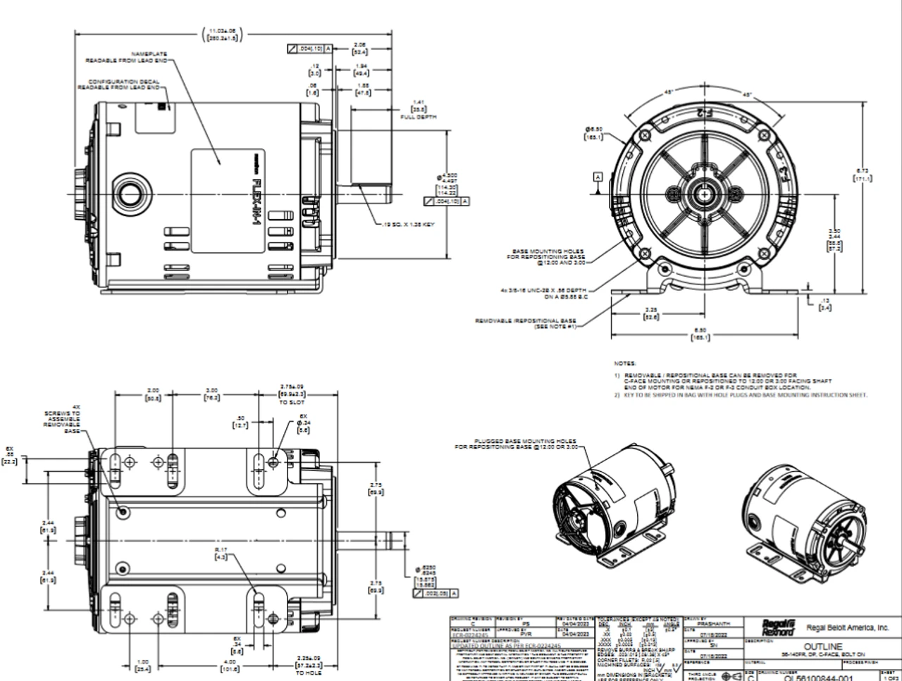 FX03BK001 | 3 HP 3600 RPM 56HC 208-230/460V 3 Phase ODP, FLEX-IN-1 Marathon Electric Motor 2 FX03BK001 | 3 HP 3600 RPM 56HC 208-230/460V 3 Phase ODP, FLEX-IN-1 Marathon Electric Motor - Image 2