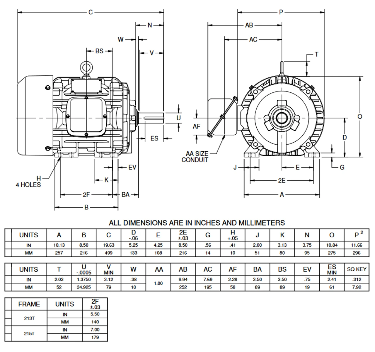 HD5P3H Nidec 5 Hp 1200 RPM 215T Frame (Rigid Base) 200-208V TEFC 3-Phase Electric Motor 2 HD5P3H Nidec 5 Hp 1200 RPM 215T Frame (Rigid Base) 200-208V TEFC 3-Phase Electric Motor - Image 2