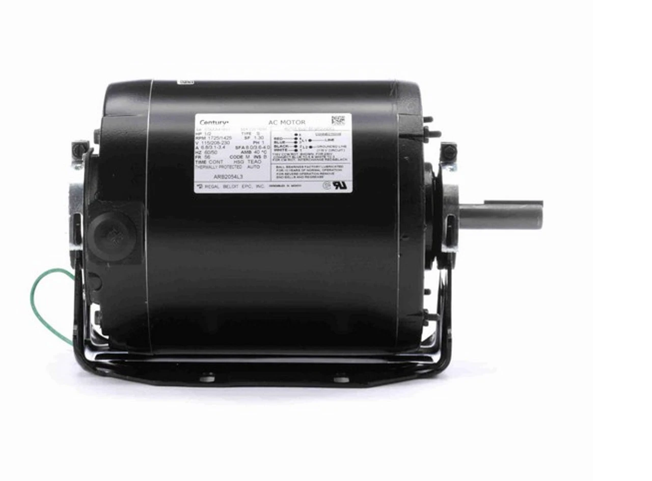 ARB2054L3 Century 1/2 Hp 115/208-230V 1800 RPM TEAO 56 Frame Split Phase Resilient Base Motor 3 ARB2054L3 Century 1/2 Hp 115/208-230V 1800 RPM TEAO 56 Frame Split Phase Resilient Base Motor - Image 3